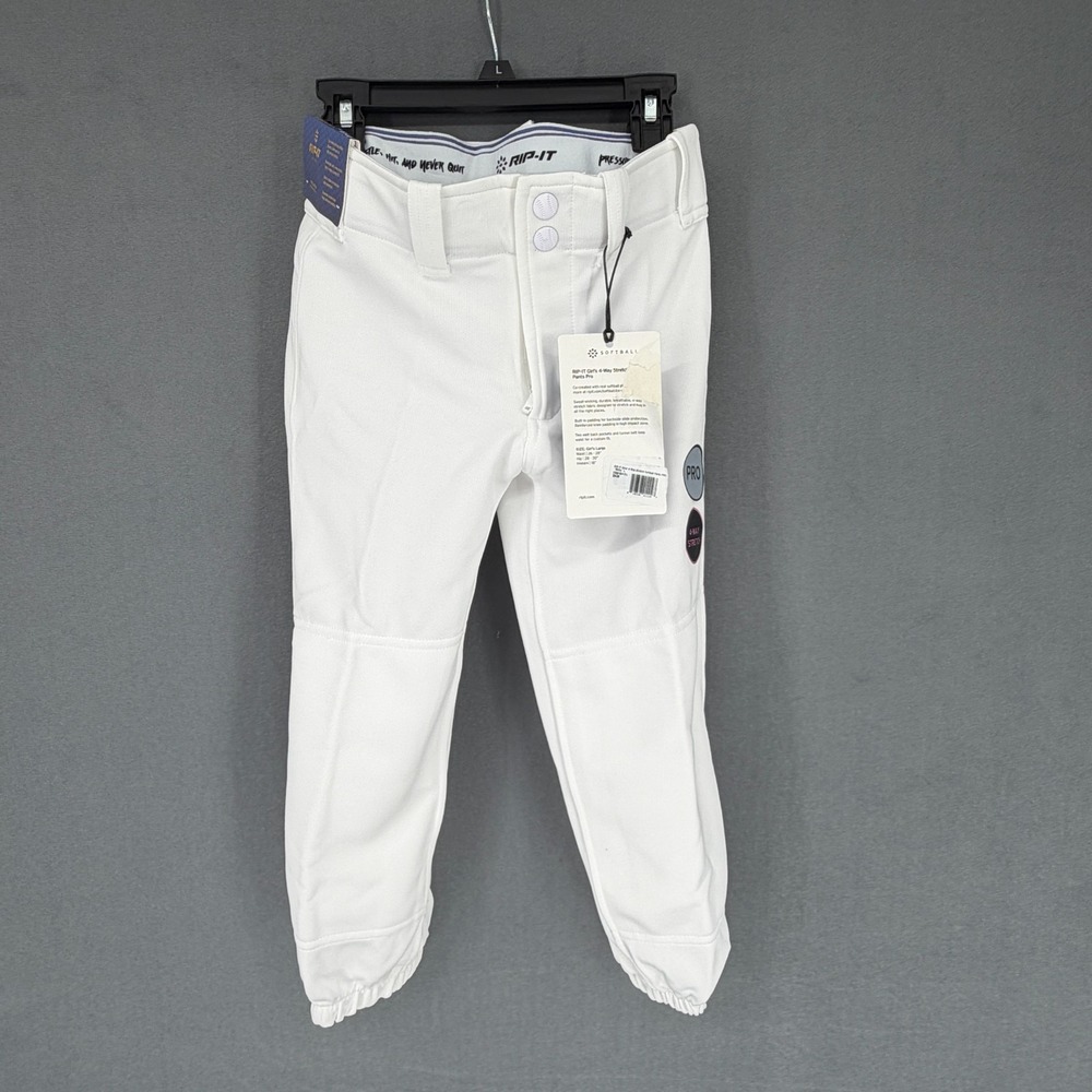RIP-IT Girls Softball Pants Pro White LARGE 4-Way Stretch NEW with Tags NWT